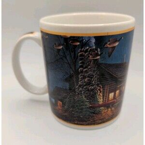 Terry Redlin "Moonlight Retreat" Mug 1998 Cabin Canoe Geese